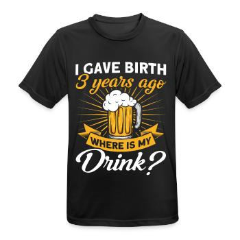 3rd Birthday Beer DrinkIng Mom Mom - Men's Breathable T-Shirt - black - Front - AI Model Male 178 light (178cm)