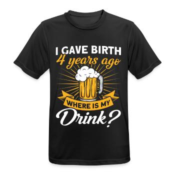 4th Birthday Beer DrinkIng Mom Mom - Men's Breathable T-Shirt - black - Front - AI Model Male 178 light (178cm)