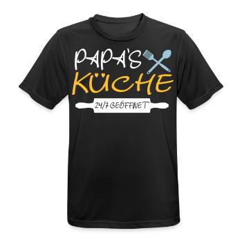 Papas Küche 24h - Männer T-Shirt atmungsaktiv - Schwarz - Vorne - AI Model Male 178 light (178cm)