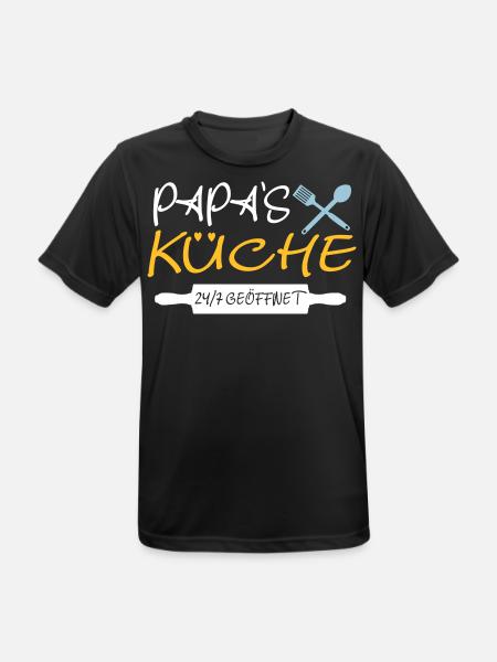 Papas Küche 24h - Männer T-Shirt atmungsaktiv - Schwarz