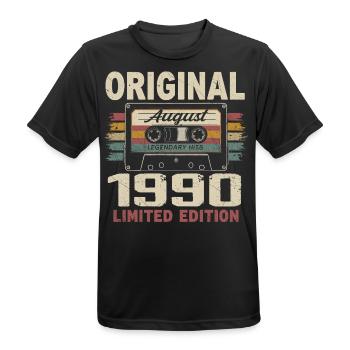 Août 1990 August 1990 Cadeau Août 1990 August 1990 - T-shirt respirant Homme - noir - Devant - AI Model Male 178 light (178cm)