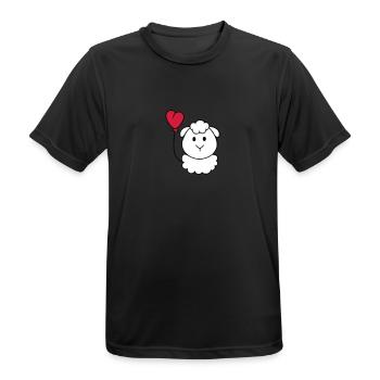 Moutons avec le ballon de coeur - T-shirt respirant Homme - noir - Devant - AI Model Male 178 light (178cm)