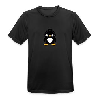 Pinguin mit Kopfhörer - Männer T-Shirt atmungsaktiv - Schwarz - Vorne - AI Model Male 178 light (178cm)
