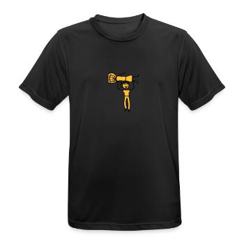 Homme fort sur une femme qui porte la paire - T-shirt respirant Homme - noir - Devant - AI Model Male 178 light (178cm)