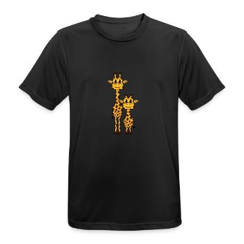 2 Giraffes Mom Daddy Family Young Child Animals - Men's Breathable T-Shirt - black - Front - AI Model Male 178 light (178cm)