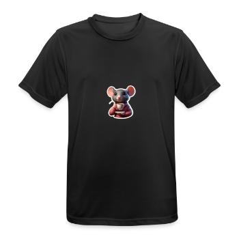 Maus mit Teetasse in der Hand - Männer T-Shirt atmungsaktiv - Schwarz - Vorne - AI Model Male 178 light (178cm)