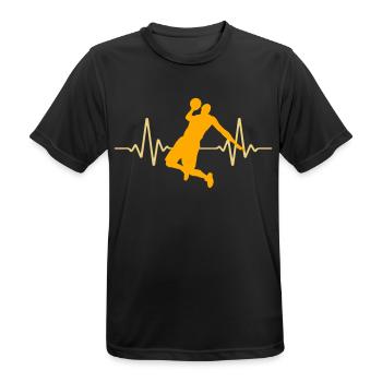 Heartbeat Basketball Pulse ECG | Colors can be changed - Men's Breathable T-Shirt - black - Front - AI Model Male 178 light (178cm)