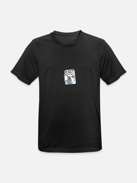 Waschmaschine - Männer T-Shirt atmungsaktiv - Schwarz