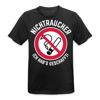 Nichtraucher – Ich Hab’s Geschafft! (3C / W) - Männer T-Shirt atmungsaktiv - Schwarz - Vorne - AI Model Male 178 light (178cm)