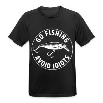 Go fishing, avoid people, rest on the water. Verm - Men's Breathable T-Shirt - black - Front - AI Model Male 178 light (178cm)