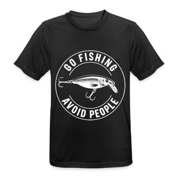 Go fishing, avoid people, rest by the water - Men's Breathable T-Shirt - black - Front - AI Model Male 178 light (178cm)