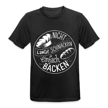 Nicht lange schnacken einfach backen. Bäckermütze - Männer T-Shirt atmungsaktiv - Schwarz - Vorne - AI Model Male 178 light (178cm)