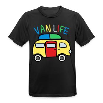 Freedom and Adventure: Camping Life - Men's Breathable T-Shirt - black - Front - AI Model Male 178 light (178cm)