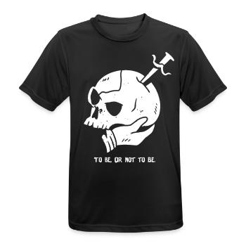 Totenkopf mit Dolch und Hamlet Zitat - Männer T-Shirt atmungsaktiv - Schwarz - Vorne - AI Model Male 178 light (178cm)
