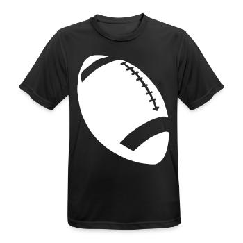 American football - Men's Breathable T-Shirt - black - Front - AI Model Male 178 light (178cm)