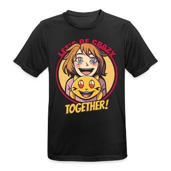 Lachendes Mädchen mit Katze Lustig Bunt - Männer T-Shirt atmungsaktiv - Schwarz - Vorne - AI Model Male 178 light (178cm)