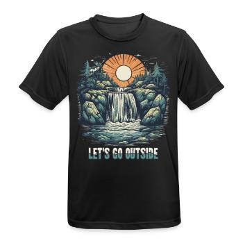 Sortons : nature en plein air et randonnée - T-shirt respirant Homme - noir - Devant - AI Model Male 178 light (178cm)