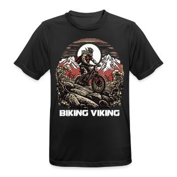 Le Viking cycliste aime le VTT - T-shirt respirant Homme - noir - Devant - AI Model Male 178 light (178cm)