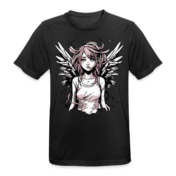 Fille ange moderne - T-shirt respirant Homme - noir - Devant - AI Model Male 178 light (178cm)