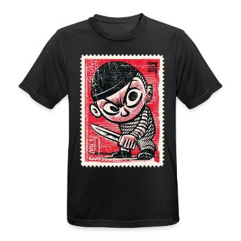 Bande dessinée gangster sur timbre-poste - T-shirt respirant Homme - noir - Devant - AI Model Male 178 light (178cm)