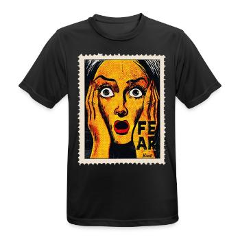 Pop art femme avec cri sur timbre-poste - T-shirt respirant Homme - noir - Devant - AI Model Male 178 light (178cm)
