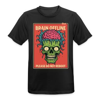 Zombie mit offenem Gehirn ist Offline - Männer T-Shirt atmungsaktiv - Schwarz - Vorne - AI Model Male 178 light (178cm)