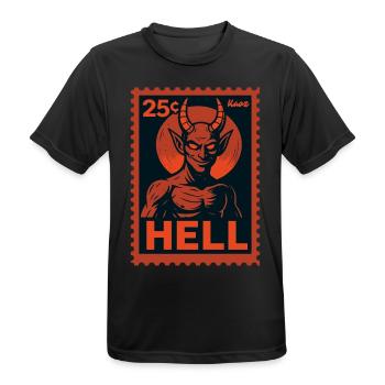 Devil Postage Stamp Hell Motif Retro Look - Men's Breathable T-Shirt - black - Front - AI Model Male 178 light (178cm)