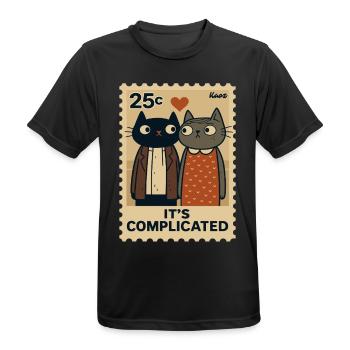 Verliebte Katzen mit rotem Herz - Männer T-Shirt atmungsaktiv - Schwarz - Vorne - AI Model Male 178 light (178cm)