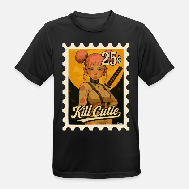 Mädchen mit Schwert im Comicstil - Männer T-Shirt atmungsaktiv - Schwarz