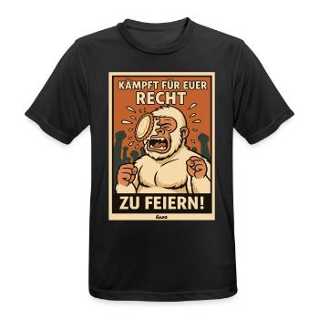 Yeti mit Torte im Gesicht auf einer Party - Männer T-Shirt atmungsaktiv - Schwarz - Vorne - AI Model Male 178 light (178cm)