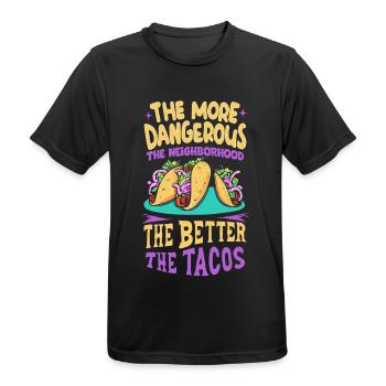 T-shirt Tacos & Adventure – Dangereusement bon ! - T-shirt respirant Homme - noir - Devant - AI Model Male 178 light (178cm)