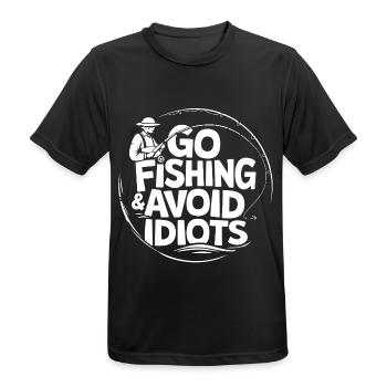 Go fishing, avoid people, rest on the water. Verm - Men's Breathable T-Shirt - black - Front - AI Model Male 178 light (178cm)