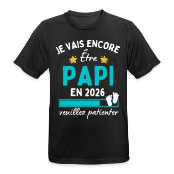 Je encore Être Papi en 2026 Cadeau Futur Papy - T-shirt respirant Homme - noir - Devant - AI Model Male 178 light (178cm)