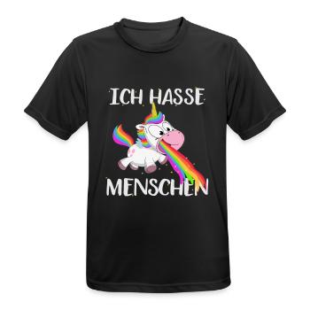 Ich hasse Menschen kotzendes Einhorn Geschenk - Männer T-Shirt atmungsaktiv - Schwarz - Vorne - AI Model Male 178 light (178cm)