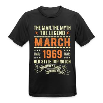 März 1969 Geburtstagsgeschenk Vintage März 1969 - Männer T-Shirt atmungsaktiv - Schwarz - Vorne - AI Model Male 178 light (178cm)