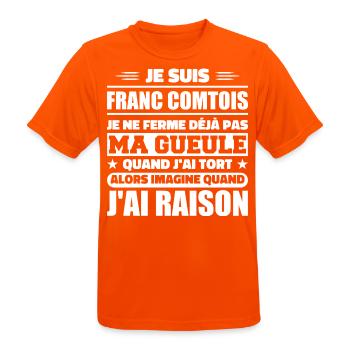 Franc comtois Ich halte meinen Mund nicht zu frank comté - Männer T-Shirt atmungsaktiv - Neonorange - Vorne - AI Model Male 185 dark (185cm)