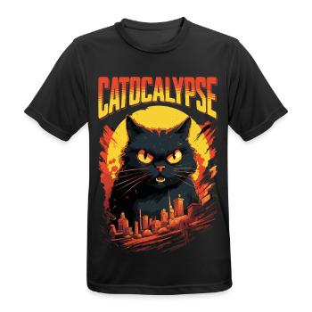 Katze Catocalypse Stadt Chaos Kreatur Monsterkatze - Männer T-Shirt atmungsaktiv - Schwarz - Vorne - AI Model Male 178 light (178cm)