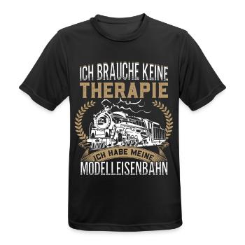 Modelleisenbahn Therapie - Männer T-Shirt atmungsaktiv - Schwarz - Vorne - AI Model Male 178 light (178cm)