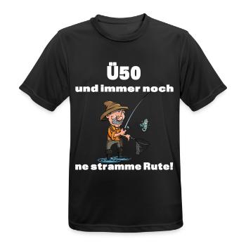 Ü50 - Angler - Und immer noch ne stramme Rute - Männer T-Shirt atmungsaktiv - Schwarz - Vorne - AI Model Male 178 light (178cm)