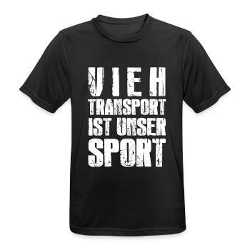 Viehtransport - Männer T-Shirt atmungsaktiv - Schwarz - Vorne - AI Model Male 178 light (178cm)