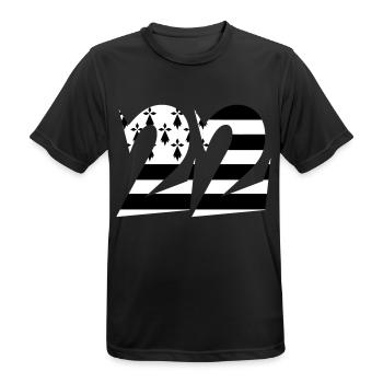 22 Bretagne drapeau - T-shirt respirant Homme - noir - Devant - AI Model Male 178 light (178cm)