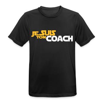JE SUIS Ton coach - T-shirt respirant Homme - noir - Devant - AI Model Male 178 light (178cm)