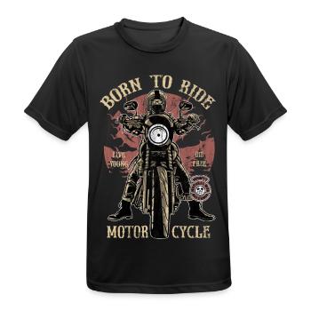 BORN TO RIDE - Motorrad Chopper Caferacer Geschenk - Männer T-Shirt atmungsaktiv - Schwarz - Vorne - AI Model Male 178 light (178cm)