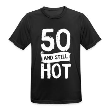 50s Birthday 50 years Fifty Hot Gift - Men's Breathable T-Shirt - black - Front - AI Model Male 178 light (178cm)