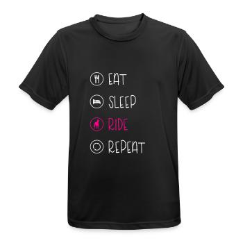 EAT SLEEP RIDE , Horses - Men's Breathable T-Shirt - black - Front - AI Model Male 178 light (178cm)