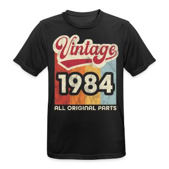 Millésime 1984 - T-shirt respirant Homme - noir - Devant - AI Model Male 178 light (178cm)