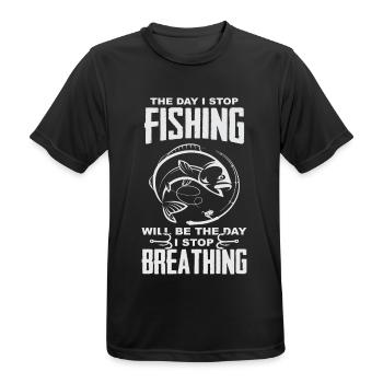 Cadeau de respiration de pêche - T-shirt respirant Homme - noir - Devant - AI Model Male 178 light (178cm)