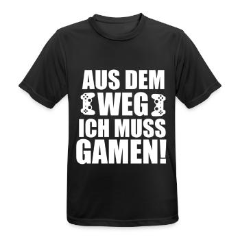 Aus dem Weg Gamer Shirt - Männer T-Shirt atmungsaktiv - Schwarz - Vorne - AI Model Male 178 light (178cm)