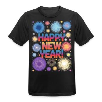 Happy New Year Fireworks Rocket New Year's Eve Outfit - Men's Breathable T-Shirt - black - Front - AI Model Male 178 light (178cm)