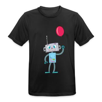 Cute Robot Kids Tees - Men's Breathable T-Shirt - black - Front - AI Model Male 178 light (178cm)